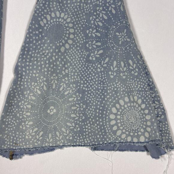 Free People Just Float On Flare Jeans Floral Paisley Bell Bottom Wide Leg Sz 27 - Picture 4 of 10